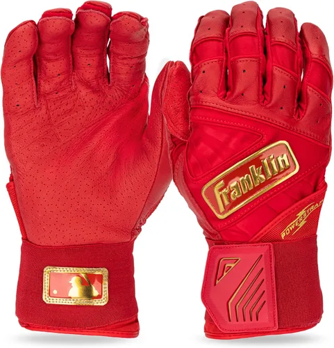 Miniatura 21 de Franklin Sports MLB - Guantes de bateo Infinite Powerstrap para béisbol + sóftbol de puño largo, para adultos y jóvenes Blanco/Dorado