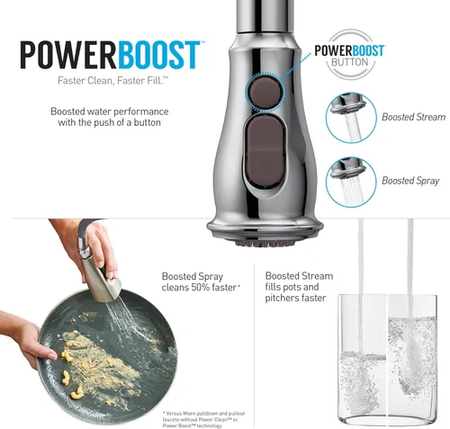 Miniatura 8 de Grifo de cocina Moen Brantford Spot Resist de acero inoxidable Motionsense Wave sin contacto de una manija desplegable con Power Clean y sistema