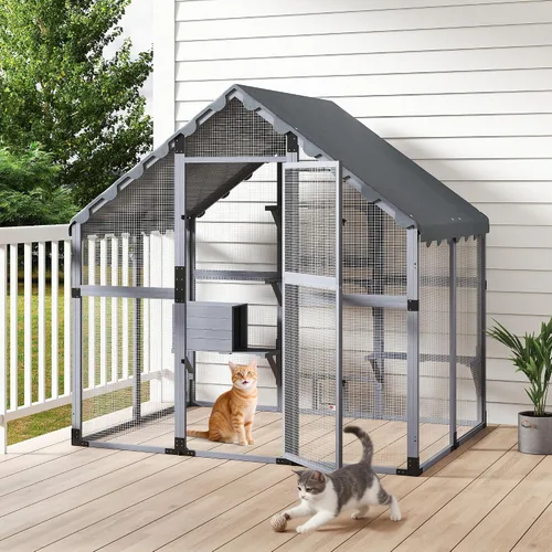 Miniatura 6 de COZIWOW Catio - Casa grande para gatos al aire libre, con conexión de ventana, resistente a la intemperie, condominio, plataforma, casa de animales
