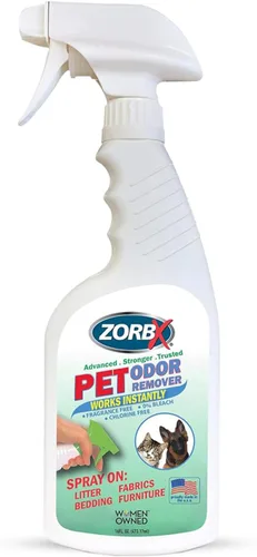 ZORBX Spray removedor de olores de mascotas sin perfume de 16 onzas líquidas – Sin perfume fuerte removedor de olores de arena – Control avanzado de