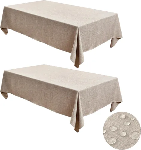 Miniatura 16 de Fitable - Manteles de lino sintético para mesas rectangulares: Mantel de granja resistente al agua y a las manchas, manteles de arpillera