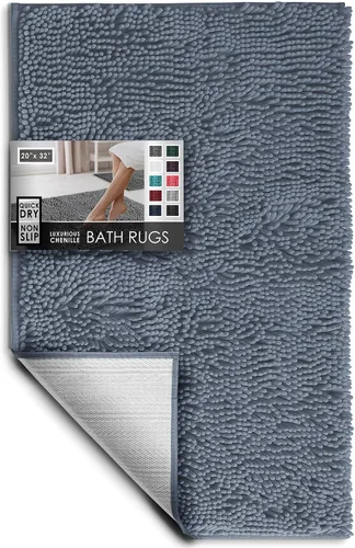 Miniatura 130 de Hearth & Harbor Alfombras de baño, tapete de baño de chenilla - Alfombras de baño lavables a máquina para baño con respaldo antideslizante de goma