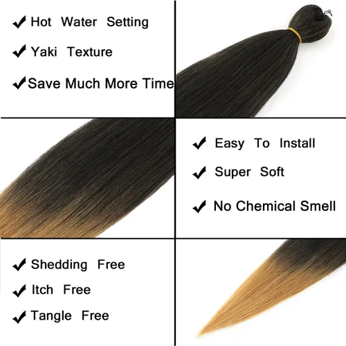 Miniatura 4 de Cabello trenzado preestirado de 26 pulgadas 8 paquetes de trenzas de ganchillo preestiradas extensiones de cabello sintético profesional sin picazón
