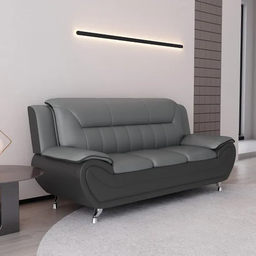 Miniatura 7 de Container Furniture Direct Sofá y sofá biplaza de piel sintética de estilo moderno con reposabrazos extra cómodos, ideal para sala de estar