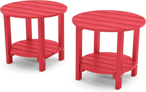 Miniatura 8 de YEFU Adirondack - Mesa auxiliar doble para exteriores, de 18 pulgadas, mesa auxiliar de madera de polietileno, resistente a la intemperie para Negro
