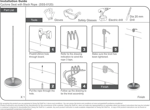 Miniatura 3 de Swing Set Stuff Inc. Asiento ciclónico con cuerda, azul