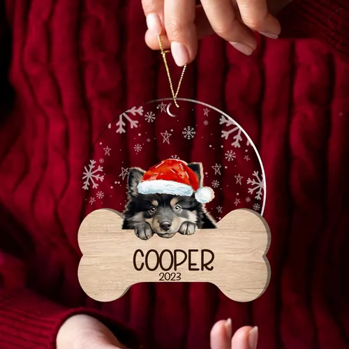 Miniatura 91 de Nazenti American Pit Bull Terrier Adorno de Navidad, adorno de perro fotográfico, adorno de perro personalizado, adornos de fotos de madera