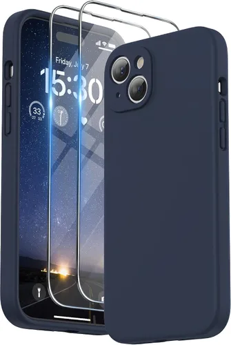 Miniatura 14 de SURPHY Funda diseñada para iPhone 15 Plus con protector de pantalla y cordón, correa de teléfono y funda de silicona líquida para teléfono