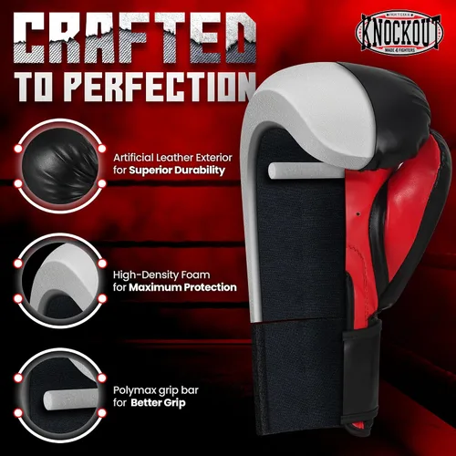 Miniatura 3 de Guantes de Boxeo de Gel Knockout para Hombres y Mujeres - Entrenamiento Profesional de Sparring, Cuero Maya Hide Muay Thai MMA Kickboxing, Guantes