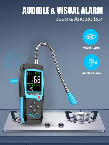 Miniatura 3 de Detector de gas natural con pantalla de concentración de gas que localiza la fuente de fugas de propano, gas natural y gas combustible para el hogar