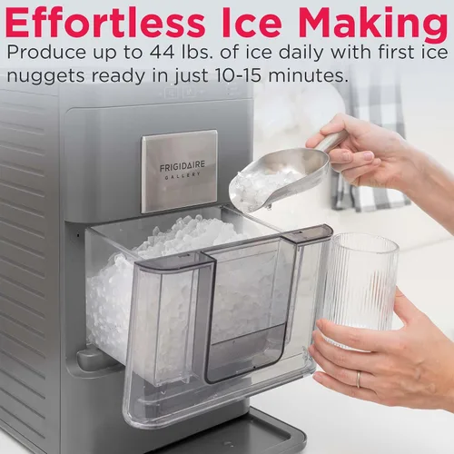 Miniatura 7 de FRIGIDAIRE Gallery - Máquina de hielo crujiente masticable para encimera, 44 libras por día, autolimpieza automática, 2.0 generación, color negro