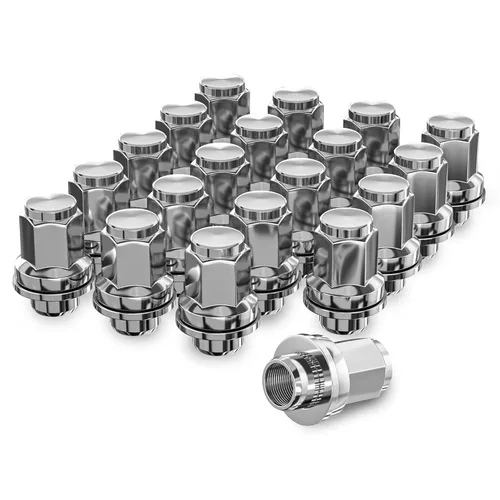 YIZBAP 20 tuercas plateadas de 12 x 1.25 pulgadas, tuercas de rueda OEM Mag Washer Style Factory, 1.46 pulgadas de alto 13/16 pulgadas (0.827 in)