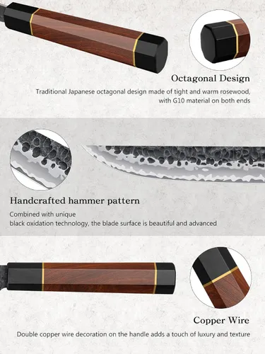 Miniatura 3 de HOSHANHO - Cuchillo de filetear de 7 pulgadas, cuchillo para deshuesar forjado a mano y afilado como una navaja, cuchillos de pescado de acero súper
