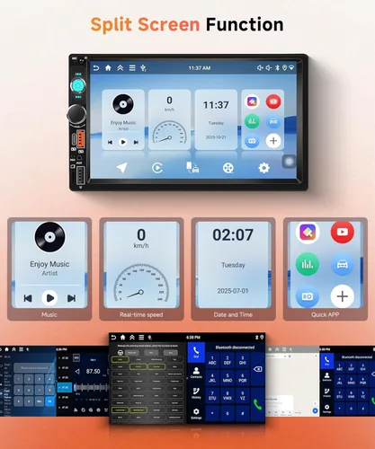 Miniatura 6 de Rimoody Estéreo de coche de doble DIN Android de 4 GB+64 GB con Carplay inalámbrico y Android Auto, pantalla táctil IPS de 7 pulgadas, FM/RDS