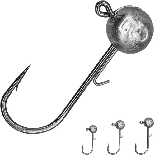 50 ganchos de pesca con púas – Kit de cabezas de plantilla de bola redonda, 1/6 oz, 1/4 oz, 1/8 oz, 1/2 oz para pesca de lubina trucha de agua