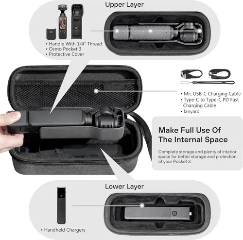 Miniatura 2 de STARTRC PHOTO Estuche de transporte de doble capa para DJI Osmo Pocket 3/para Xtra Muse, bolsa de almacenamiento dura portátil ligera con correa