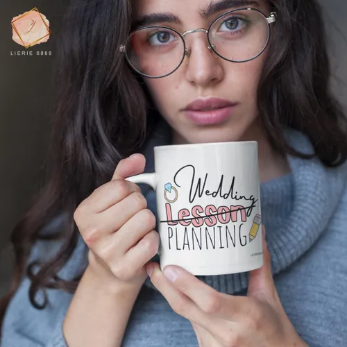 Miniatura 7 de Taza de planificación de lecciones de boda para profesores, regalos para novia, taza de café de compromiso