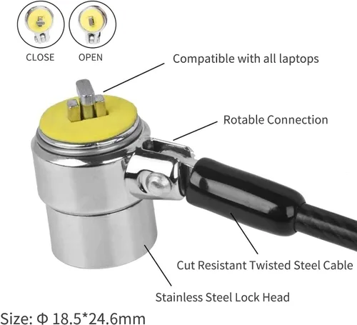 Miniatura 3 de Candado para laptop, cable de bloqueo de seguridad con llaves y placa de anclaje, bloqueo antirrobo para electrónica de negocios, monitores