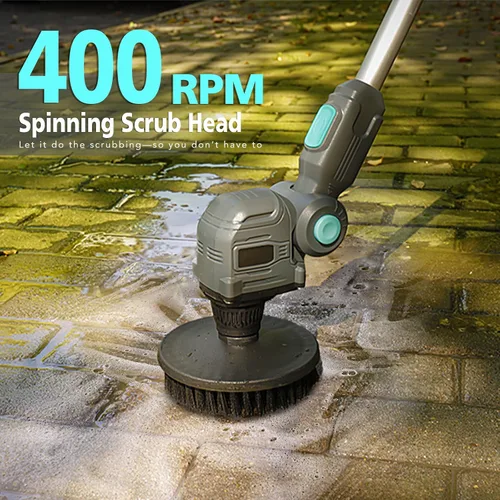 Miniatura 5 de Limpiador giratorio inalámbrico de 20 V con batería reemplazable, cepillo de limpieza eléctrico con mango largo y 8 cabezales de cepillo