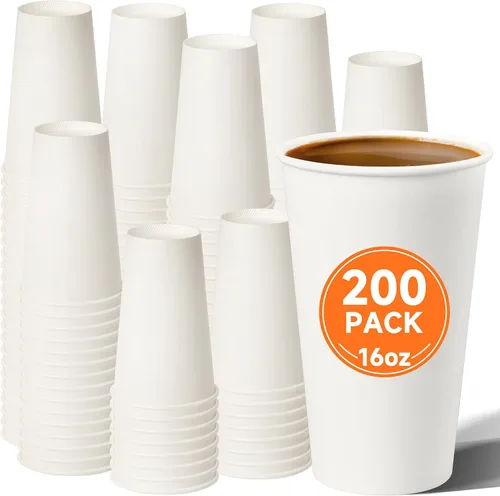 Miniatura 42 de METAPRINT 500 unidades de 12 onzas tazas de papel desechables para café, tazas de papel blancas para café caliente para cafeterías, bistrós, fiestas
