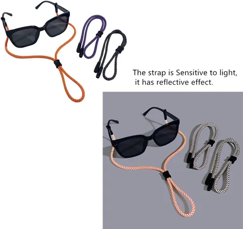 Miniatura 6 de Decker Eyewear Retainer Universal Fit Eyeglasses Lanyard 3PCS Reflective Glasses Strap One Size Fits Most Adjustable Sports Glasses Holder for Men