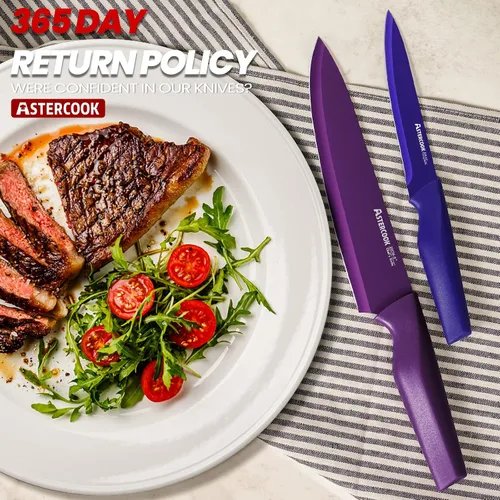 Miniatura 5 de Astercook - Juego de cuchillos de cocina, juego de 12 piezas con código de colores, juego de 6 cuchillos de chef de acero inoxidable