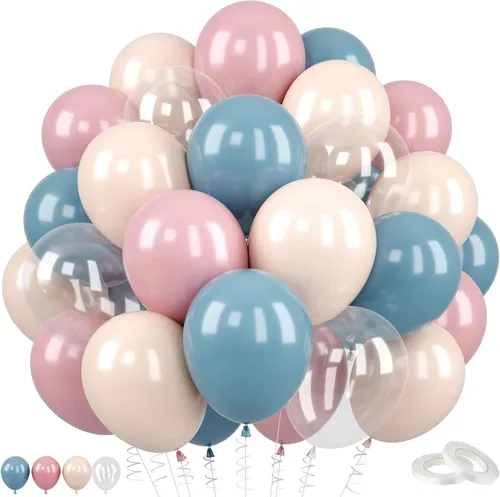 Miniatura 22 de Globos de graduación azules y dorados, 60 globos impresos con texto en inglés "Felicitaciones", 12 pulgadas, azul marino, blanco, azul, metálico