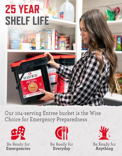 Miniatura 3 de ReadyWise Suministro de Alimentos de Emergencia - Cubo de Paquete Variado de 104 Porciones, Comidas con Proteínas, Alimentos Deshidratados