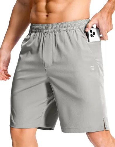 Miniatura 51 de GGJ Pantalones cortos deportivos ligeros para hombre con 2 bolsillos con cremallera de 7/5/9 pulgadas, pantalones cortos de tenis de secado rápido