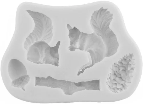 Miniatura 7 de Molde de silicona para fondant de animales, ardilla, piñas, bellota, tronco, molde para decoración de pasteles, decoración de cupcakes, caramelo