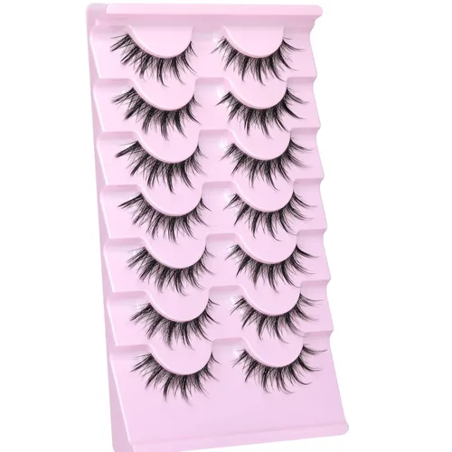 Miniatura 6 de Pestañas Manga de Aspecto Natural Pestañas de Anime Cosplay Pestañas Postizas con Banda Transparente Pestañas Voluminosas 3D Estilo Asiático Japonés