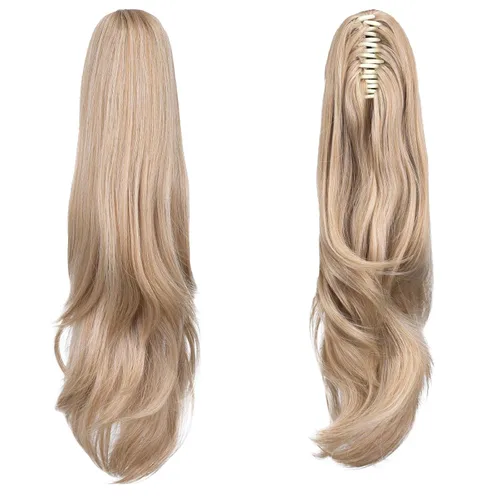 Miniatura 62 de Extensiones de cola de caballo de cabello rubio, extensiones de cola de caballo para mujer, pinza de extensiones de cabello rizado de 12 pulgadas