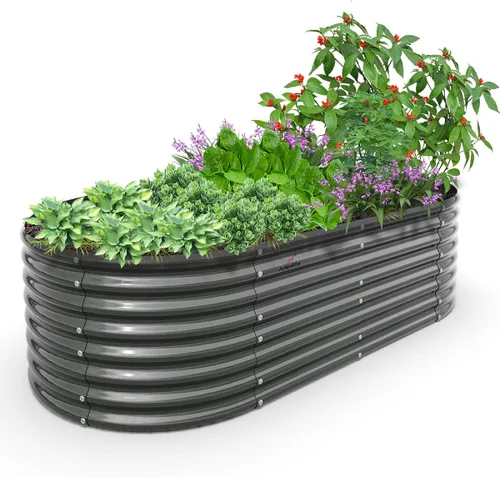 Miniatura 17 de A ANLEOLIFE Paquete de 2 camas de jardín elevadas galvanizadas de 3 pies x 24 pulgadas de alto para exteriores, jardinera redonda de metal