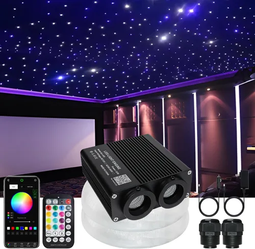 Miniatura 7 de 32W RGBW APP luces de fibra óptica, kit de luces de techo de estrella de tamaño pequeño, activadas por música, 450 piezas, 0.75mm, 9.8 pies/3m