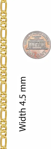 Miniatura 8 de LIFETIME JEWELRY Collares de cadena Figaro con corte de diamante suizo de 0.177 in y 0.236 in, chapado en oro real de 24 quilates