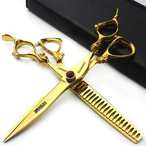 Miniatura 12 de Tijeras profesionales de peluquería de 7, 7.5, 8, 9 pulgadas, para peluquería, peluquería, peluquería, corte de pelo, tijeras de dragón (grande).