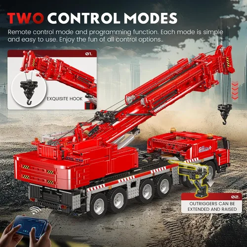 Miniatura 4 de Mould King 17065 GMK Kit de construcción de grúa móvil, más de 4566 piezas, modelo de camión de ingeniería de control remoto con motores, juguete
