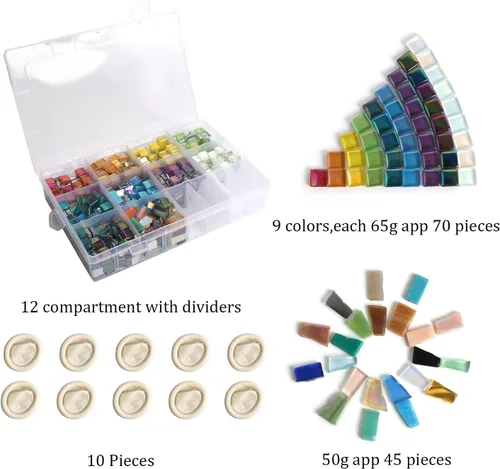 Miniatura 2 de Azulejos de mosaico de 1.5 libras surtidos de azulejos de mosaico de cristal iridiscente para manualidades, juego de piezas de mosaico de vidrio