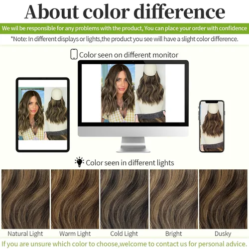 Miniatura 6 de KooKaStyle - Extensiones de cabello con hilo invisible, diadema transparente, ajustables, 4 clips fijadores, cabello largo y ondulado de 12