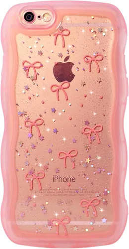 Miniatura 59 de Qokey Funda para iPhone 12 Pro Max de 6.7 pulgadas, diseño de onda rizada, borde transparente, brillante con purpurina, estrella brillante, bonita