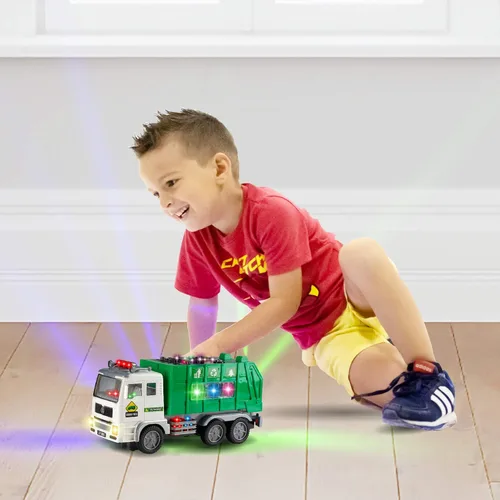 Miniatura 2 de Zetz Brands Juguete de camión de basura con luces 4D y sonidos para niños, bebés, niños de 3 años en adelante - Vehículo de camiones de basura