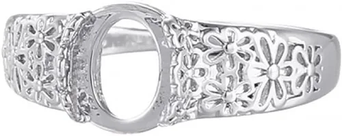 Miniatura 16 de Base de anillo en blanco ajustable de plata de ley 925 maciza para cabujones ovalados, camafeo de bricolaje, suministros para hacer joyas