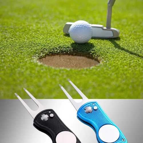 Miniatura 5 de Paquete de 2 herramientas plegables de metal con botón desplegable y marcador magnético de bola (paquete de 2, diseño de pez)