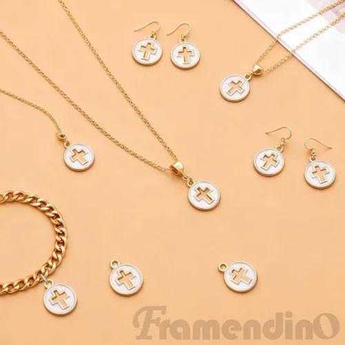 Miniatura 4 de Framendino, Paquete de 100 Dijes de Cruz de Esmalte y Colgantes de Cruz Hueca para Hacer Pulseras, Collares y Joyas de Bricolaje