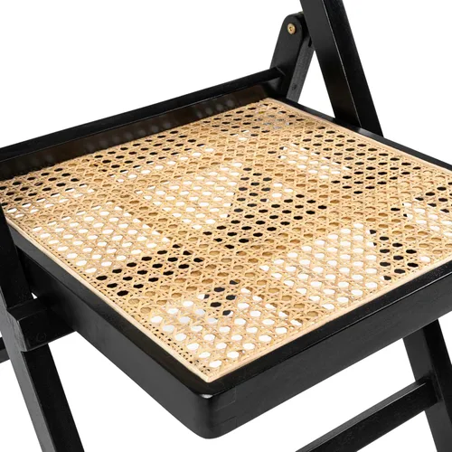 Miniatura 5 de JONATHAN Y Theo FLD1000C-SET2 - Juego de 2 sillas plegables de madera de teca y ratán para comedor y sala de estar, asientos portátiles sin brazos
