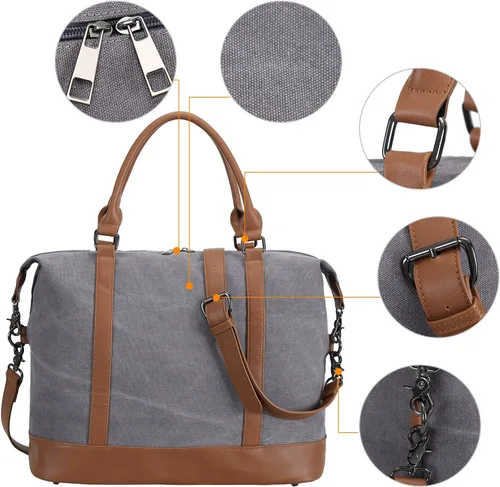 Miniatura 11 de BLUBOON Bolsas de viaje con cremallera, bolsa de lona para mujer, bolsa de fin de semana para mujer, bolsa de lona para llevar en la bolsa de lona