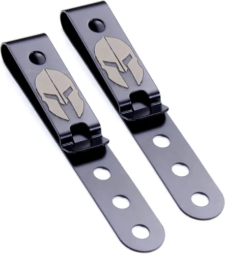 Miniatura 22 de HolsterSmith - Clip universal de metal para cinturón para hacer fundas, modelo 5, (3 agujeros), color negro táctico