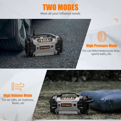Miniatura 3 de Inflador de neumáticos y compresor de aire portátil WORKSITE de 160 PSI [libras por pulgada cuadrada], bomba de aire para auto con fuente de Gris