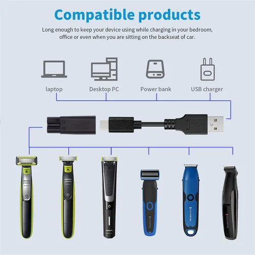 Miniatura 9 de 6 unids/set USB-C hembra a 2 pines DC 5 V potencia carga adater para cortadora de pelo eléctrica barba recortadoras afeitadoras instrumentos