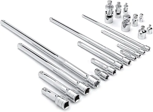 GEARWRENCH Juego de 20 unidades de extensión de unidad de 1/4", 3/8", 1/2", junta universal y juego de adaptadores - 81315A-07